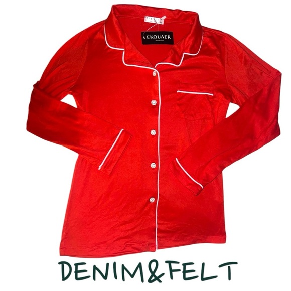 Ekouaer Teen Pajama Set | Long Sleeve Soft Button Down & Pants Loungewear | NEW! - Picture 6 of 9